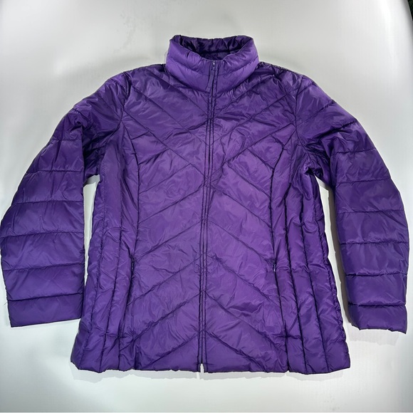 Talbots down puffer jacket womens purple quilted size X / XL - Picture 2 of 10
